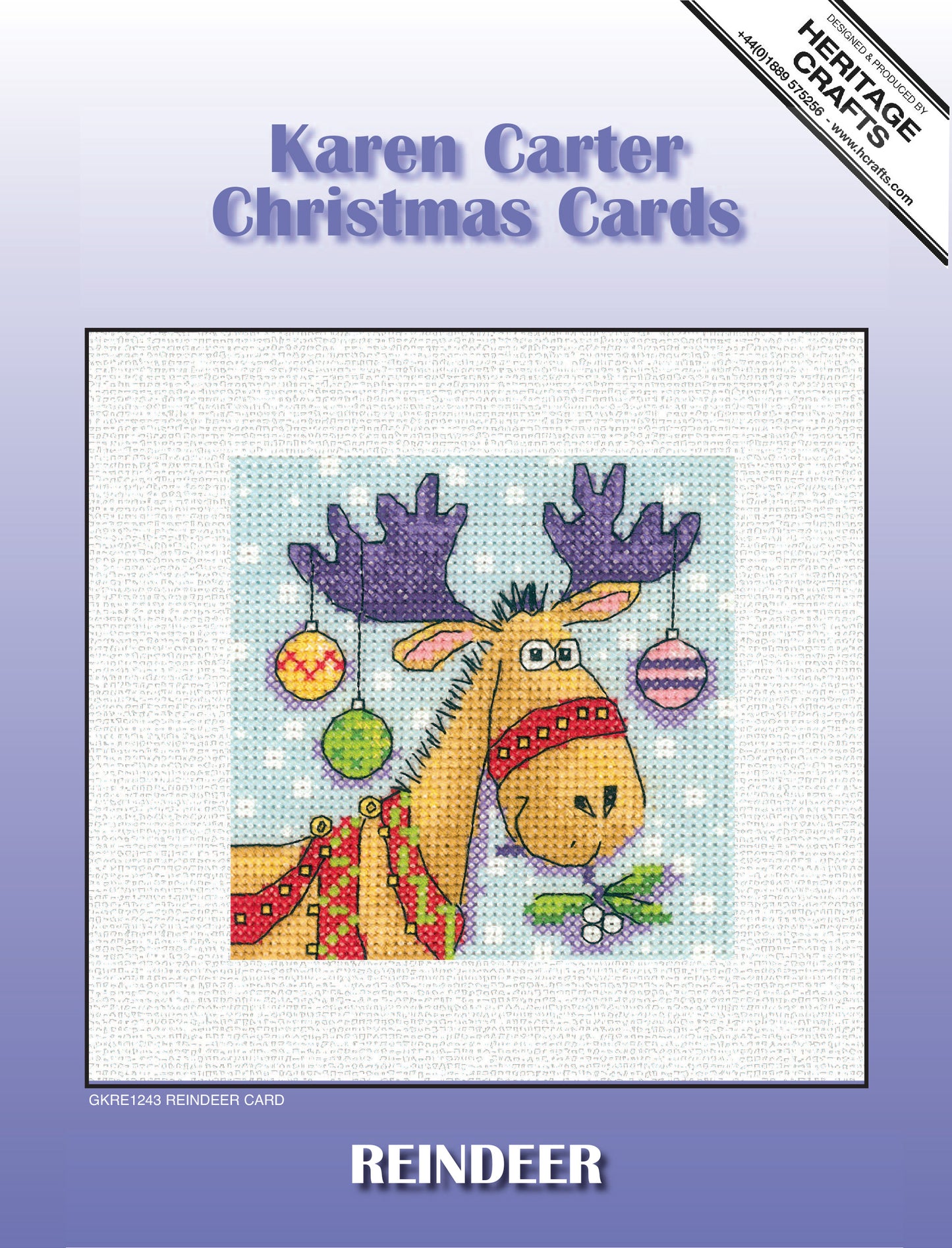 Karen Carter Reindeer Christmas Card cross stitch kit - GKRE1243