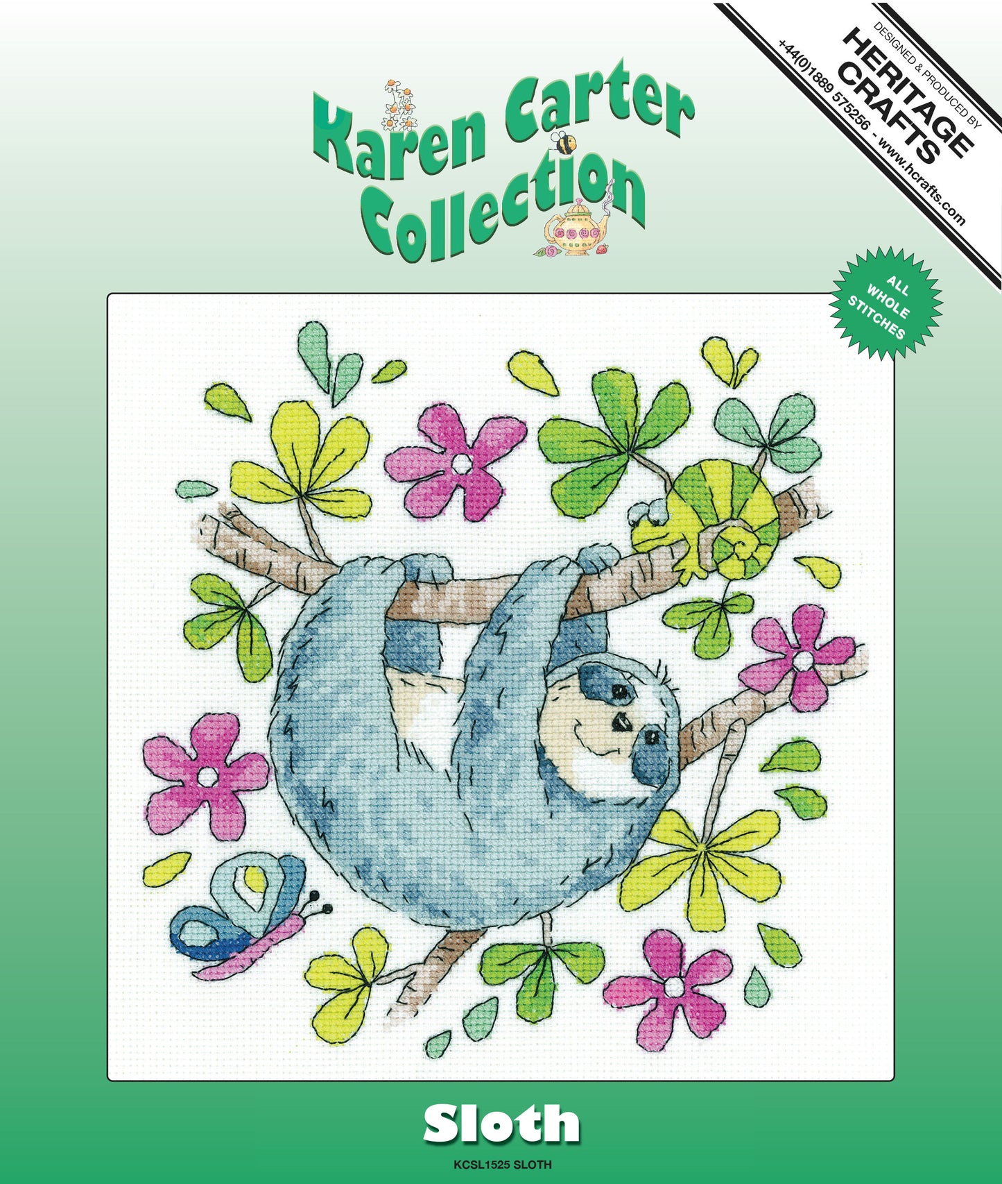 Sloth cross stitch kit - KCSL1525
