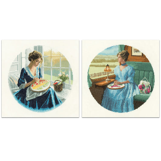 Annabel & Elizabeth, Pair of cross stitch kits - JLAN1762 & JLEZ1898