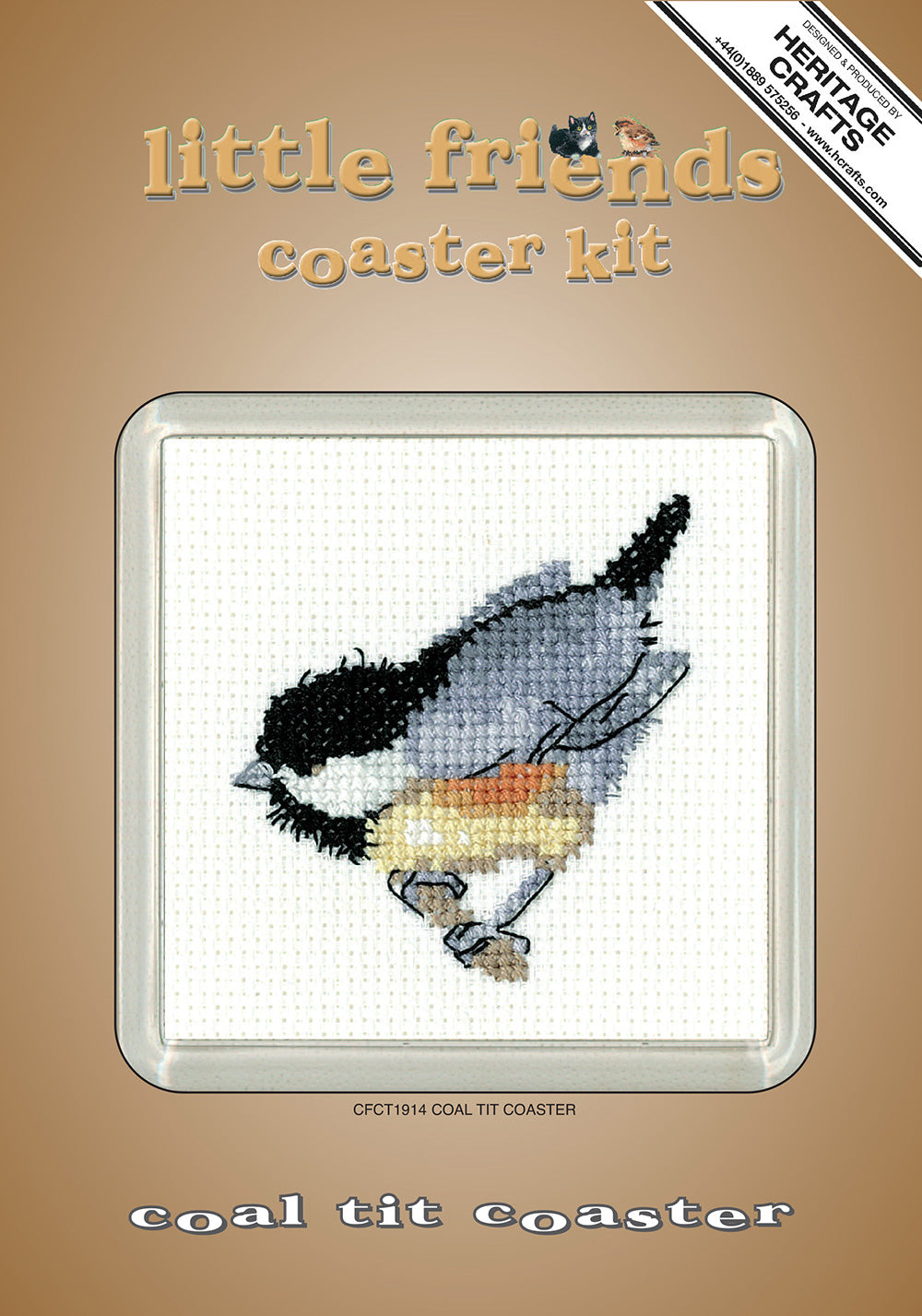 Little Friends Coal Tit Coaster cross stitch kit - CFCT1914