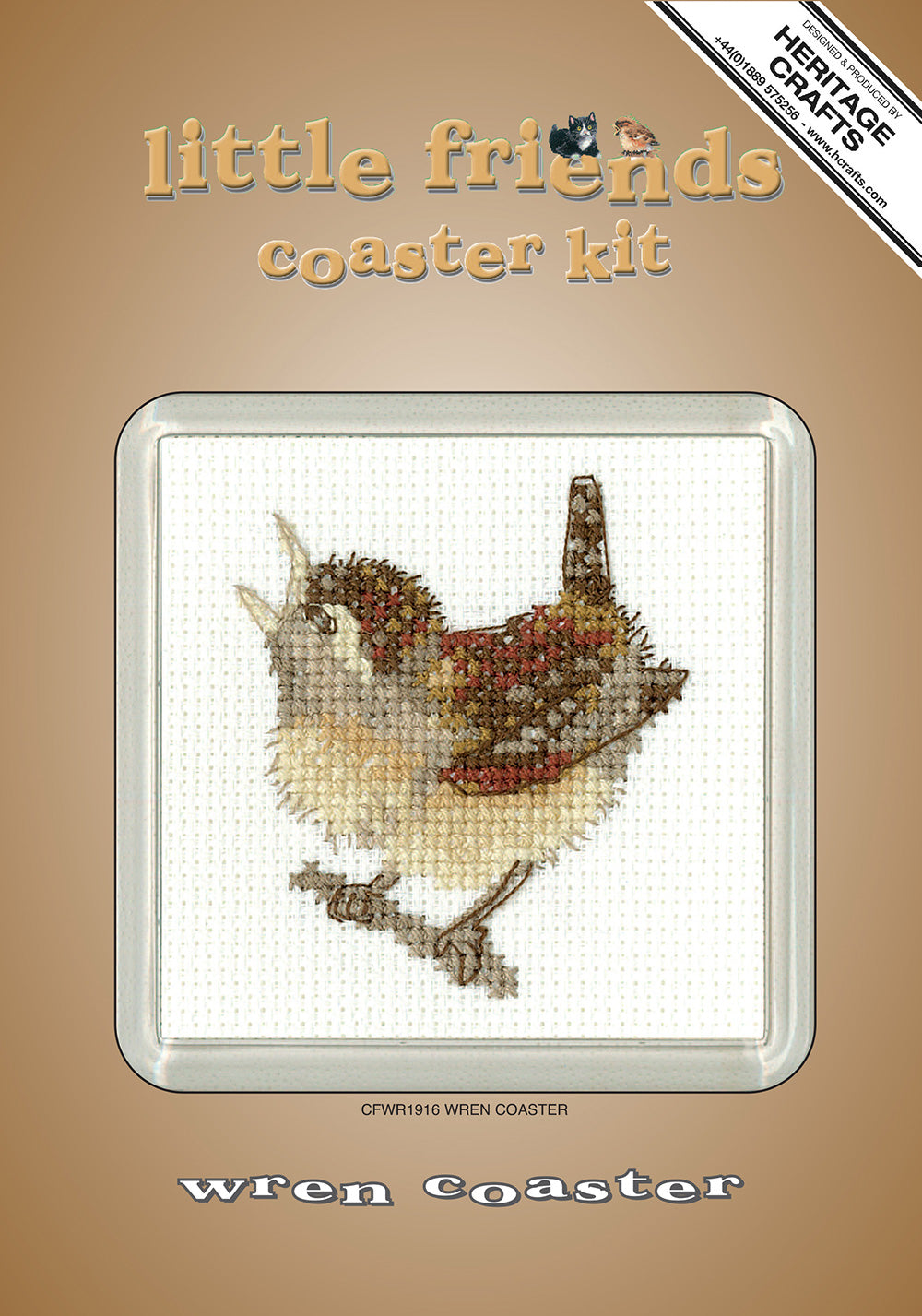 Little Friends Wren Coaster cross stitch kit - CFWR1916