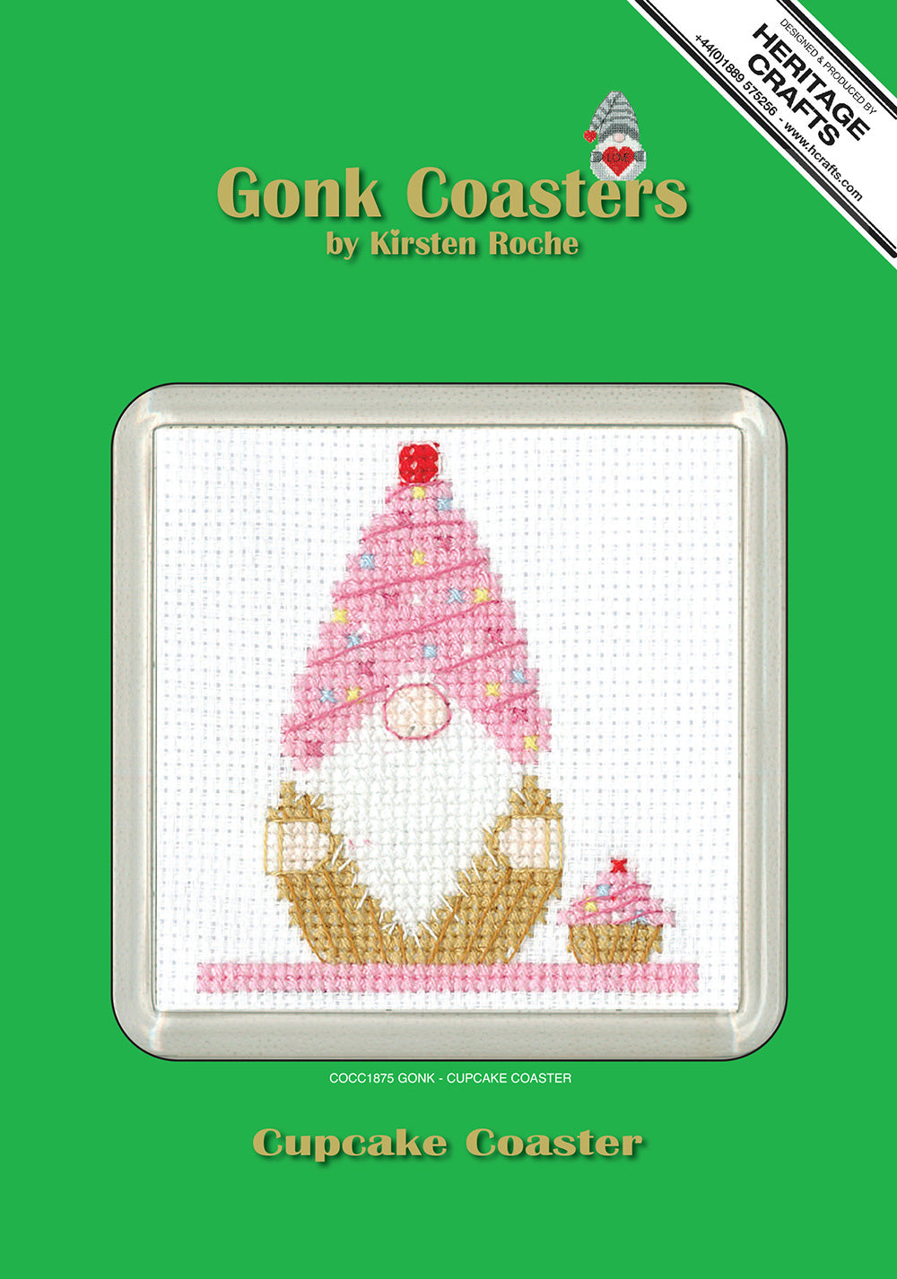 Gonk Cupcake cross stitch coaster kit - COCC1875