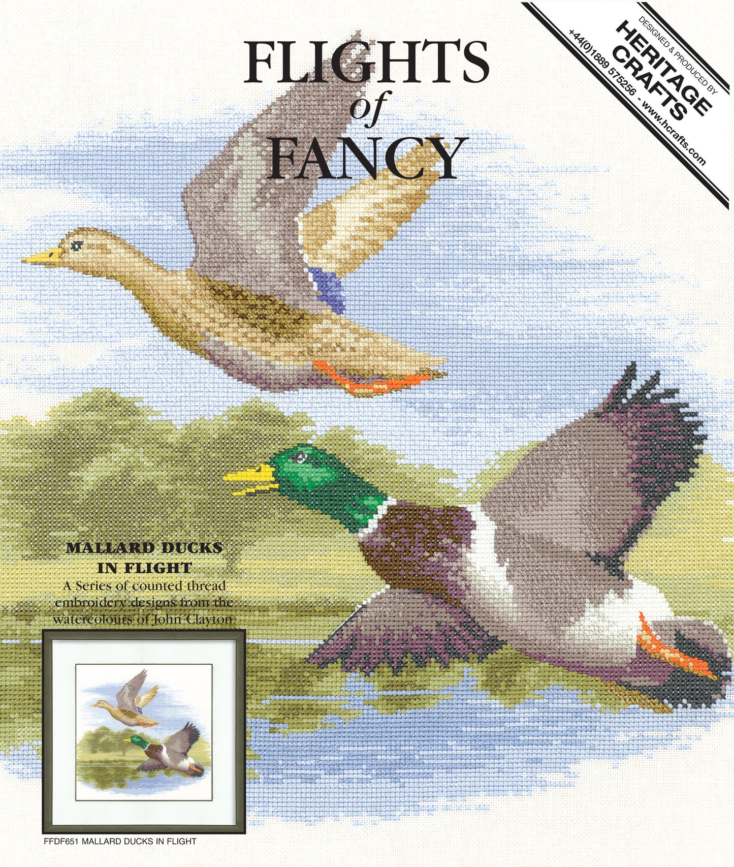 Mallard Ducks in Flight cross stitch chart pack - FFDF651C
