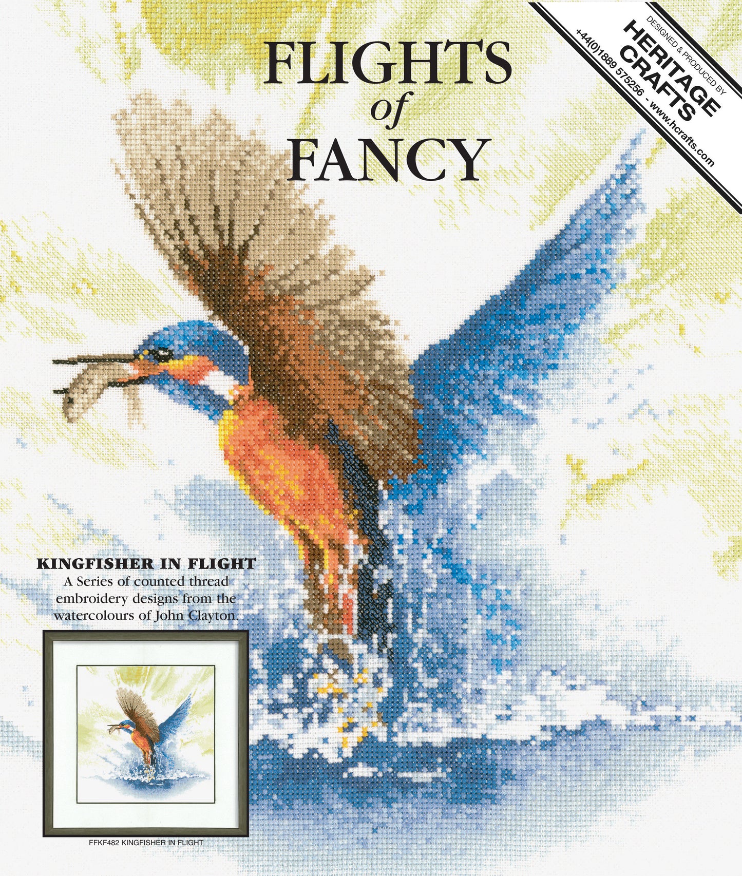 Kingfisher in Flight cross stitch chart pack - FFKF482C