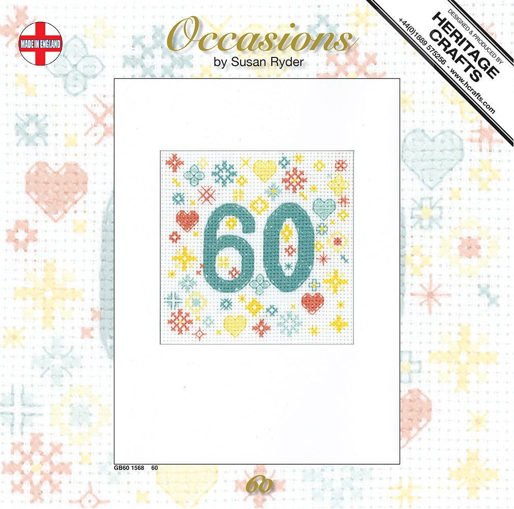 Occasions 60th Greetings Card cross stitch kit - GB601568