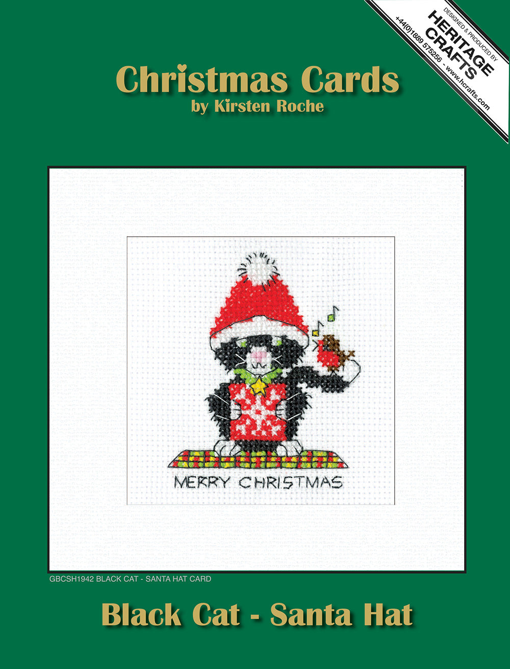 Black Cat - Santa Hat card - GBCSH1942