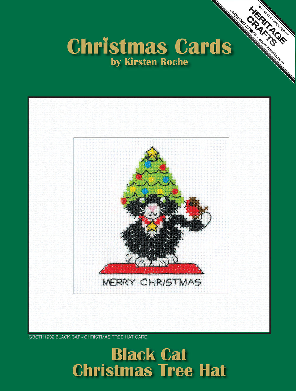 Black Cat - Christmas Tree Hat card - GBCTH1932