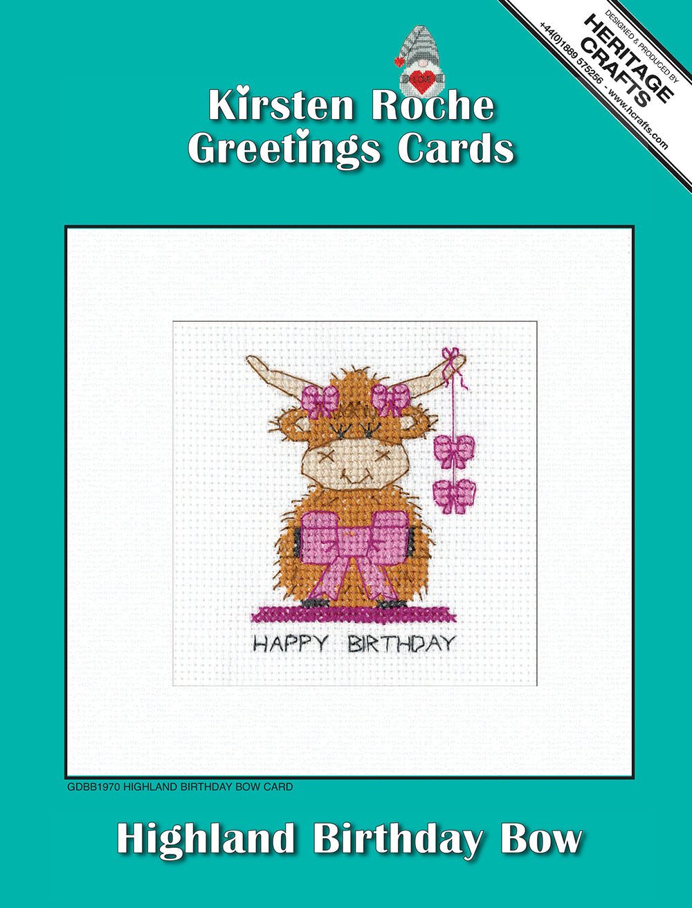 Highland Birthday Bow Greeting Card cross stitch kit - GDBB1970