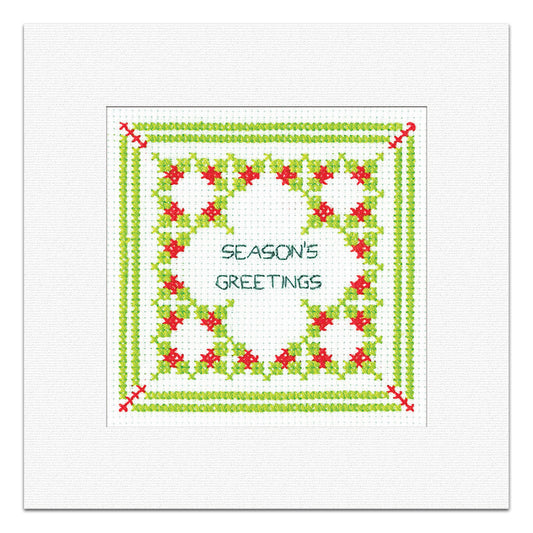 Holly Filigree Season's Greetings Christmas Card cross stitch kit - GHSG1724