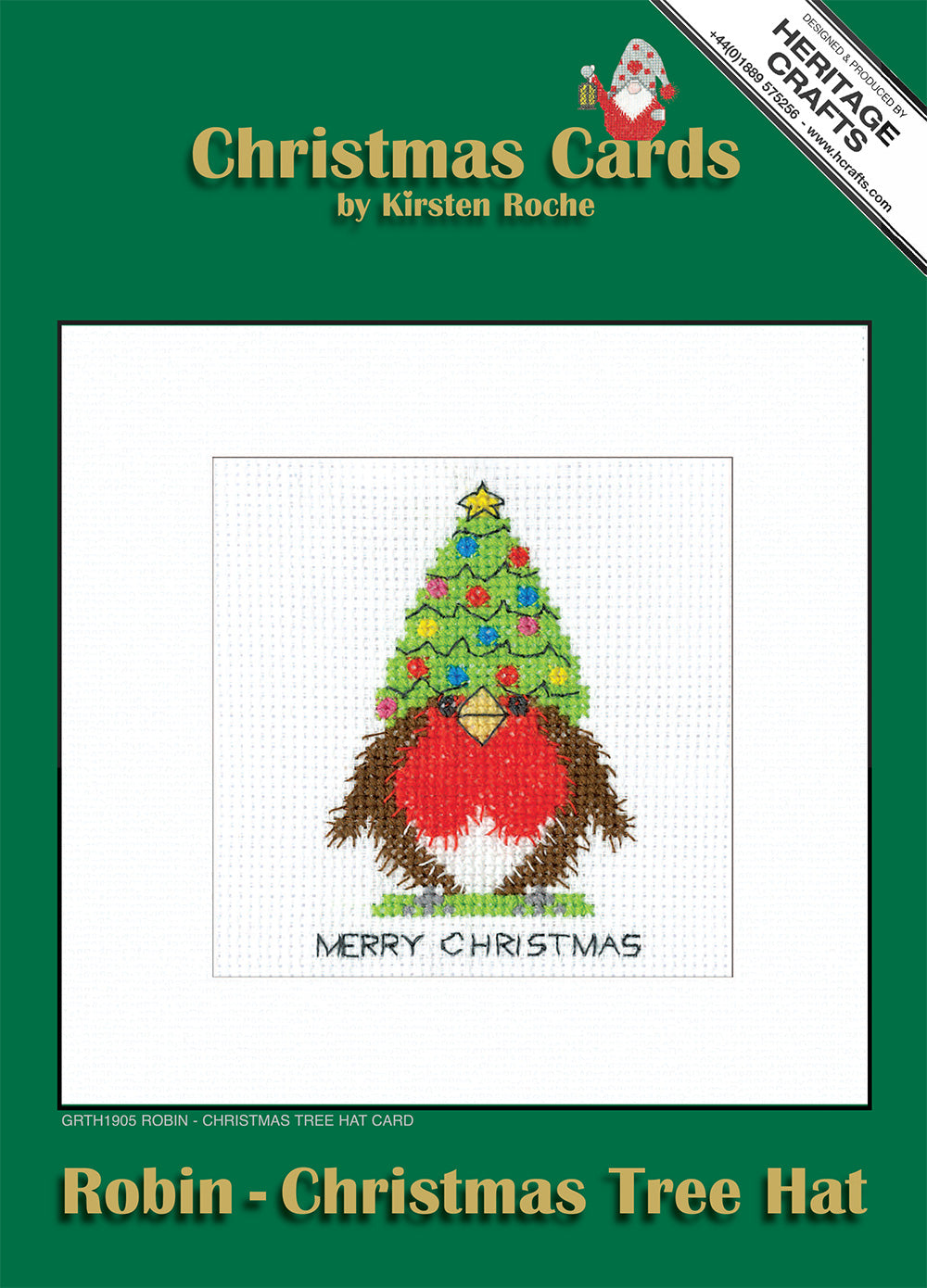 Robin Christmas Tree Hat Greeting Card cross stitch kit - GRTH1905