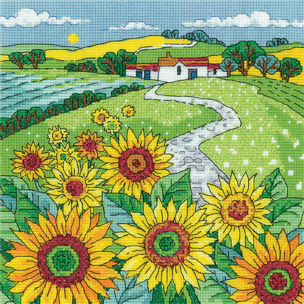Sunflower Landscape cross stitch kit - KCSF1542