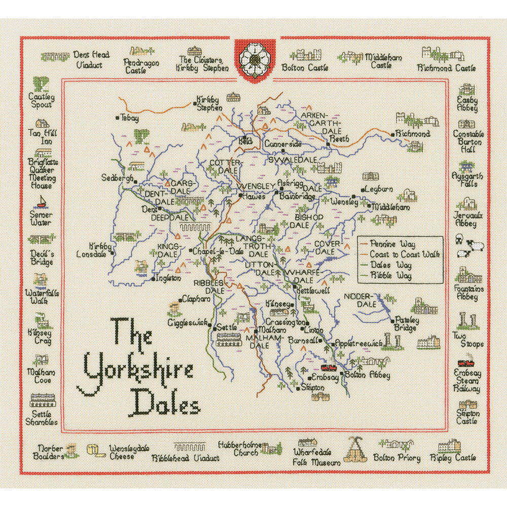 The Yorkshire Dales Special Interest Map cross stitch chart pack - MYD490C