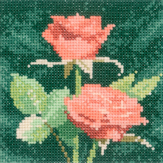 Mini Peach Roses cross stitch chart pack - SHRH890C