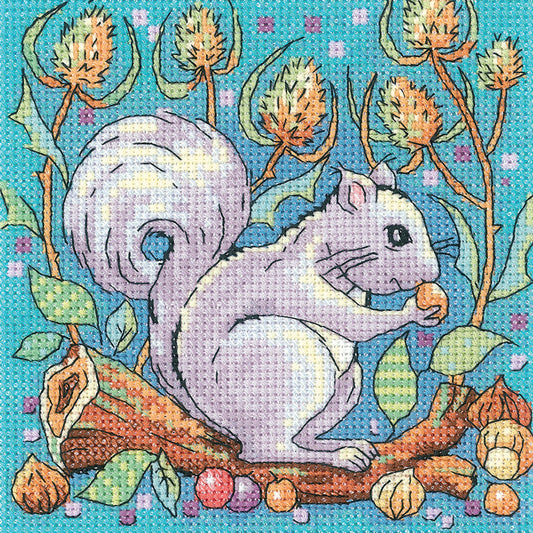 Grey Squirrel cross stitch chart pack - WCSQ1383C