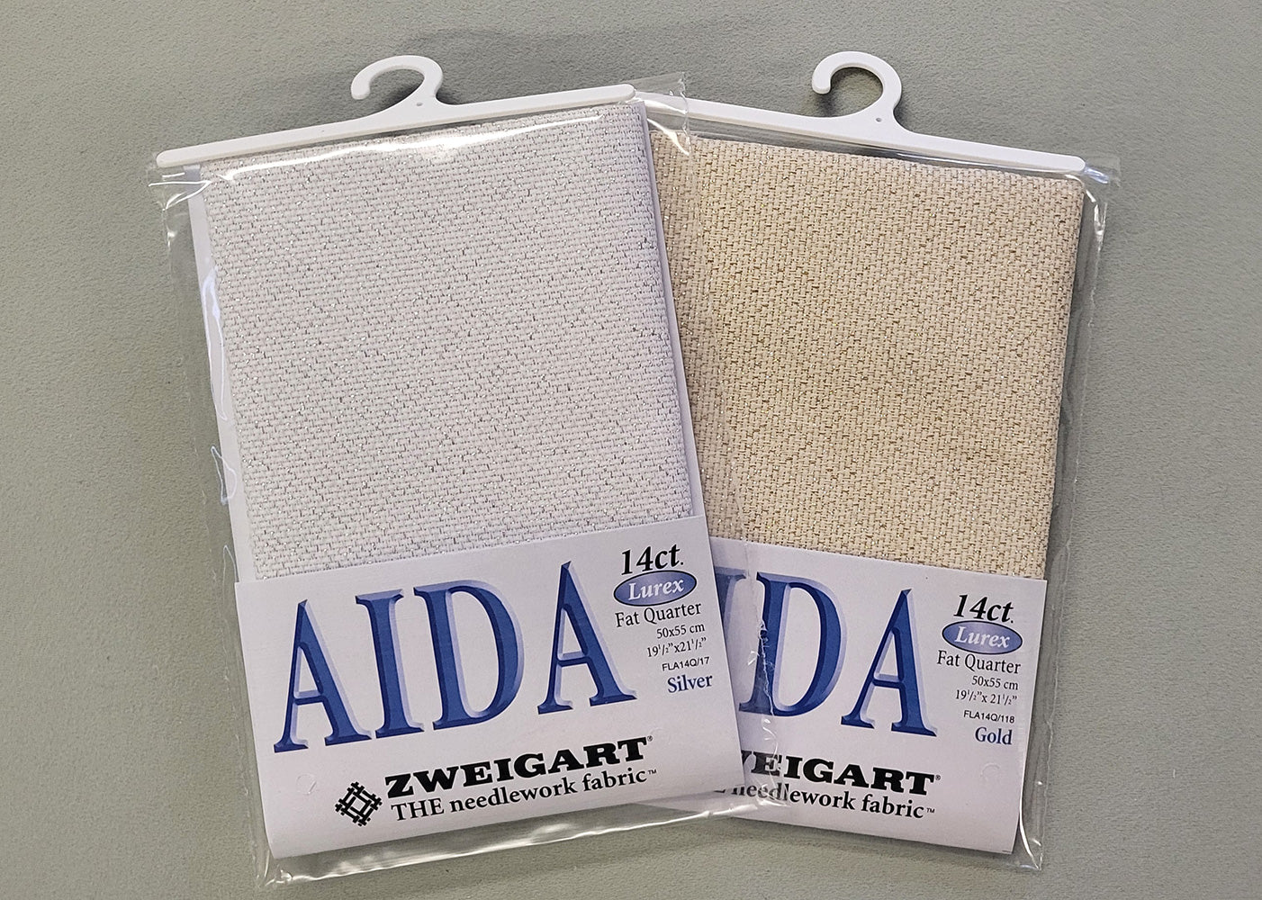 Zweigart Christmas 14ct Lurex Aida Pack - Silver & Gold Fat Quarters - SAVE 30% - FLA14QSG