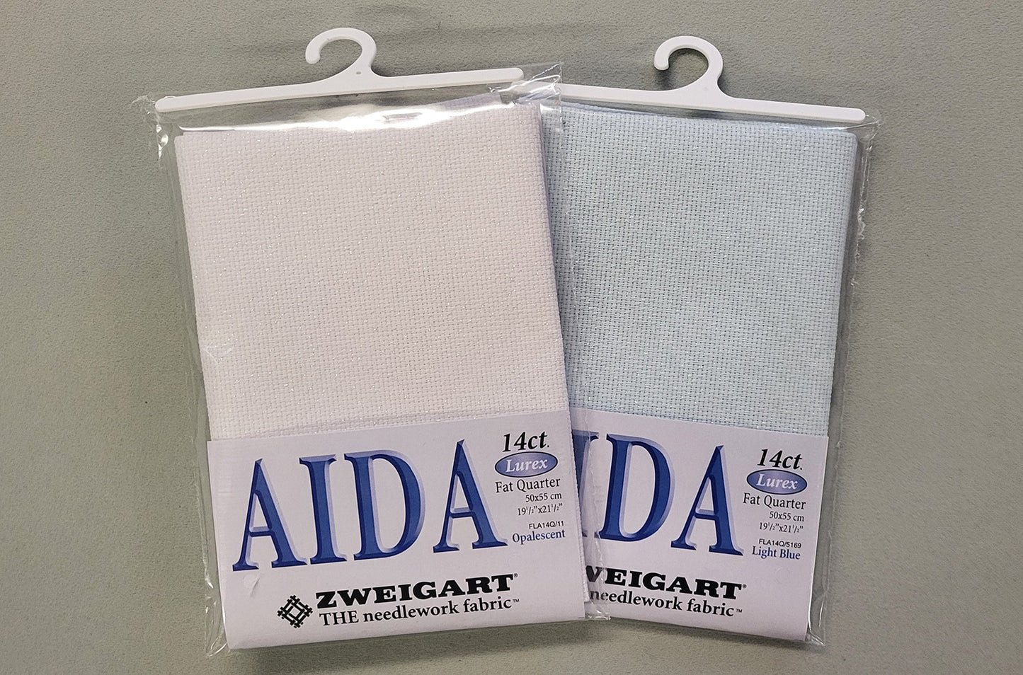 Zweigart Christmas 14ct Lurex Aida Pack - Opalescent & Light Blue Fat Quarters - SAVE 30% - FLA14QOB