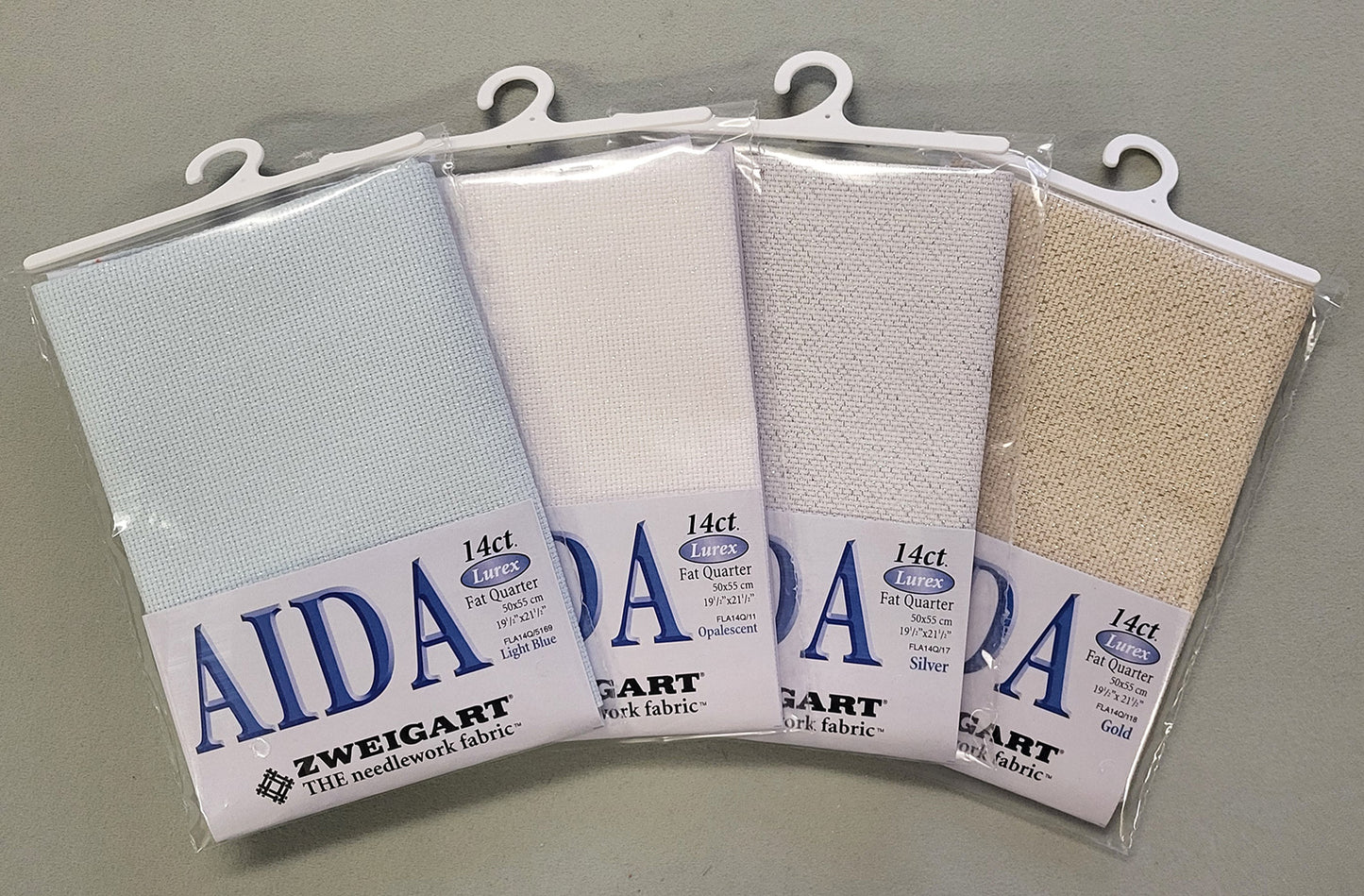 Zweigart Christmas 14ct Lurex Aida Pack - Four Fat Quarters - SAVE 30% - FA14QX4