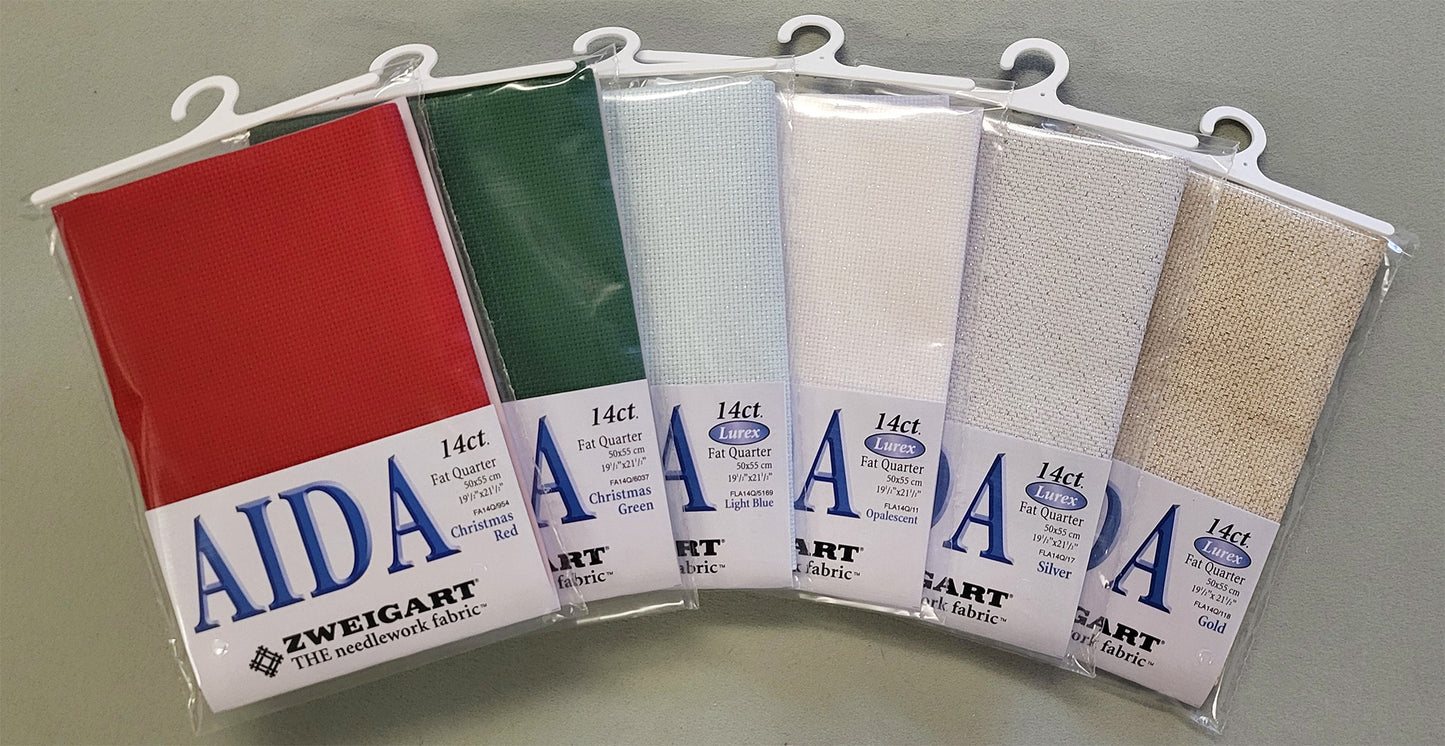 Zweigart Christmas 14ct Aida Pack - Six Fat Quarters - SAVE 35% - FA14QX6