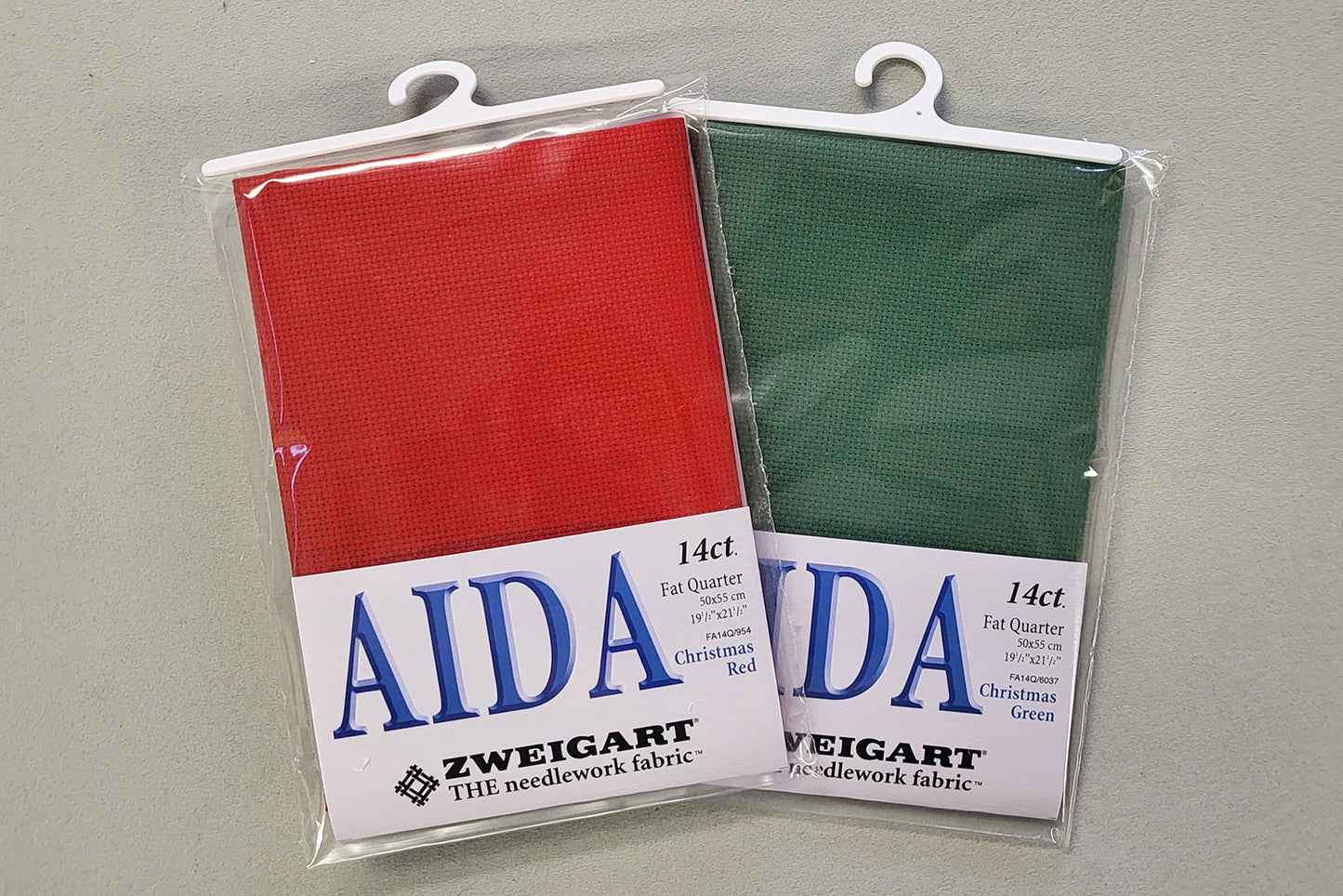 Zweigart Christmas Red and Green 14ct Aida Pack - Two Fat Quarters - SAVE 30% - FA14QRG