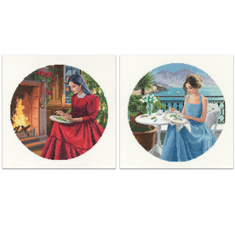 Catherine & Faye, Pair of cross stitch kits - JLCT1929 & JLFA1957