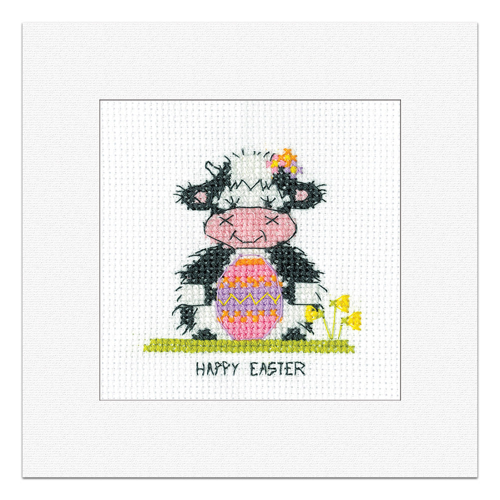 Milkshake the Cow Easter Card cross stitch kit - GMEA1888