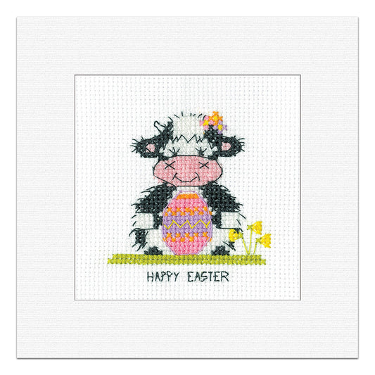 Milkshake the Cow Easter Card cross stitch kit - GMEA1888