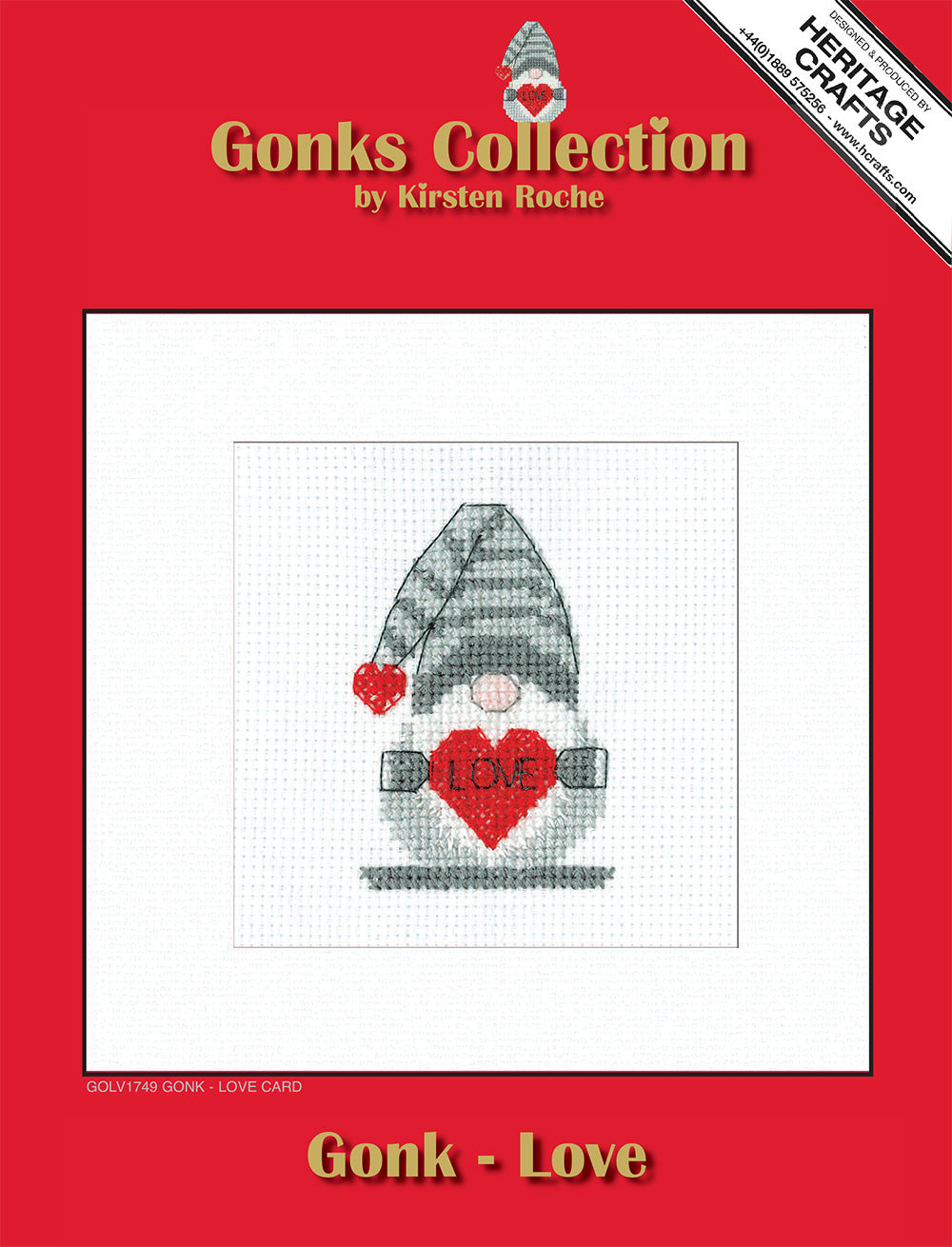 Gonk Love Greetings Card cross stitch kit - GOLV1749