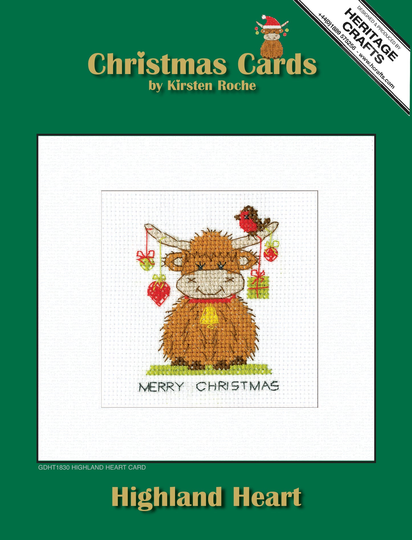 Highland Heart Christmas Card cross stitch kit - GDHT1830