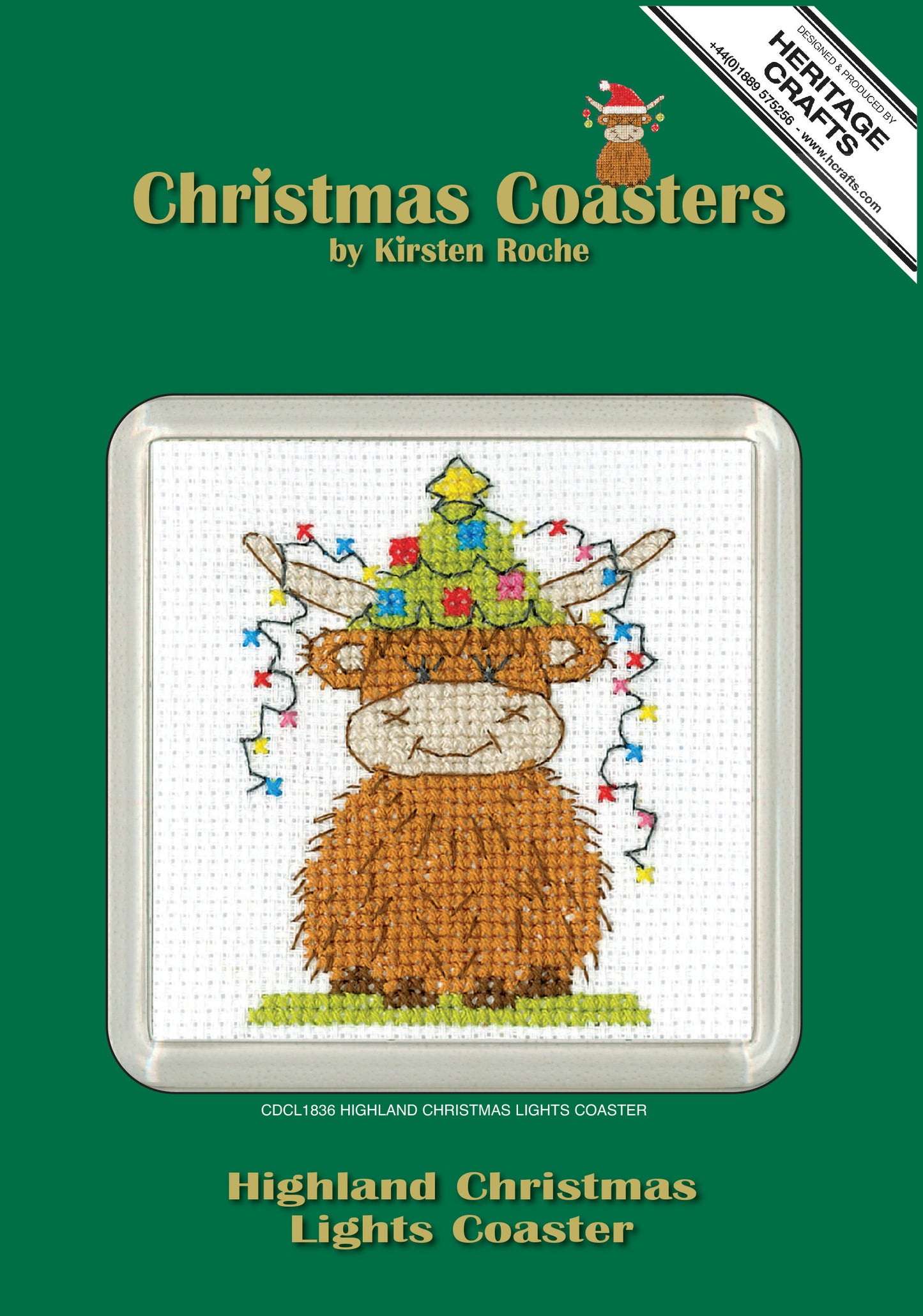 Highland Christmas Lights cross stitch coaster kit - CDCL1836