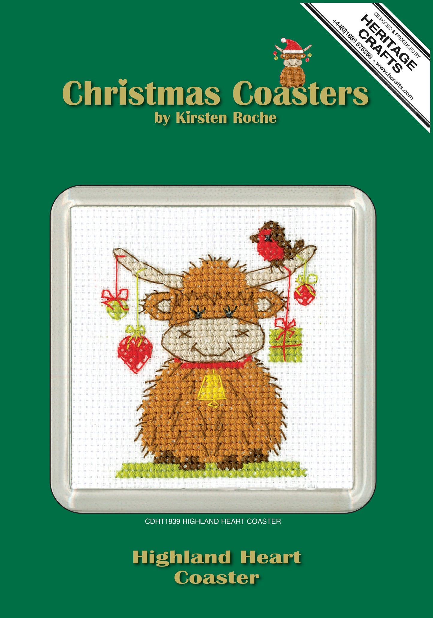 Highland Heart cross stitch coaster kit - CDHT1839