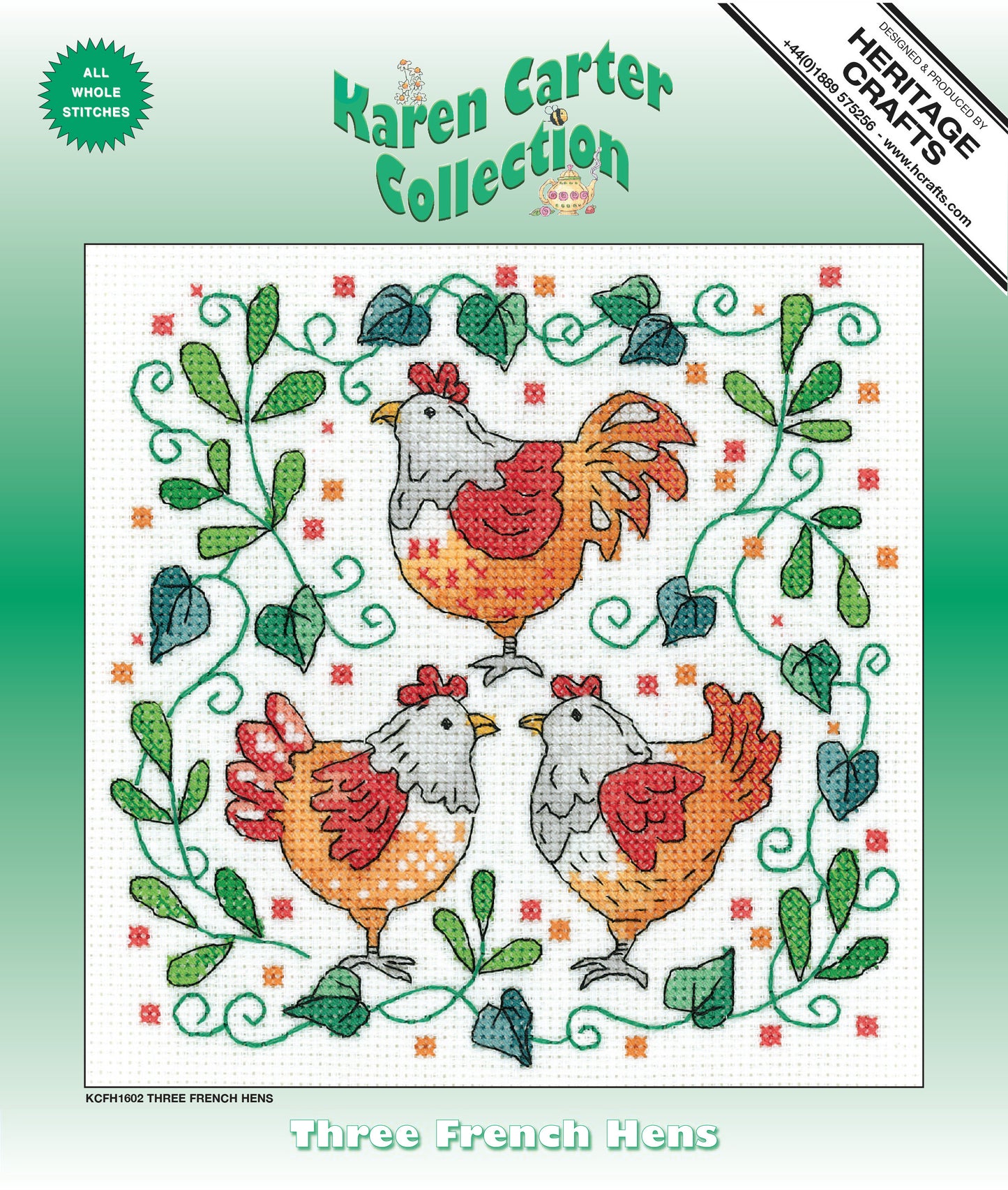 Three French Hens cross stitch kit - KCFH1602 (D)