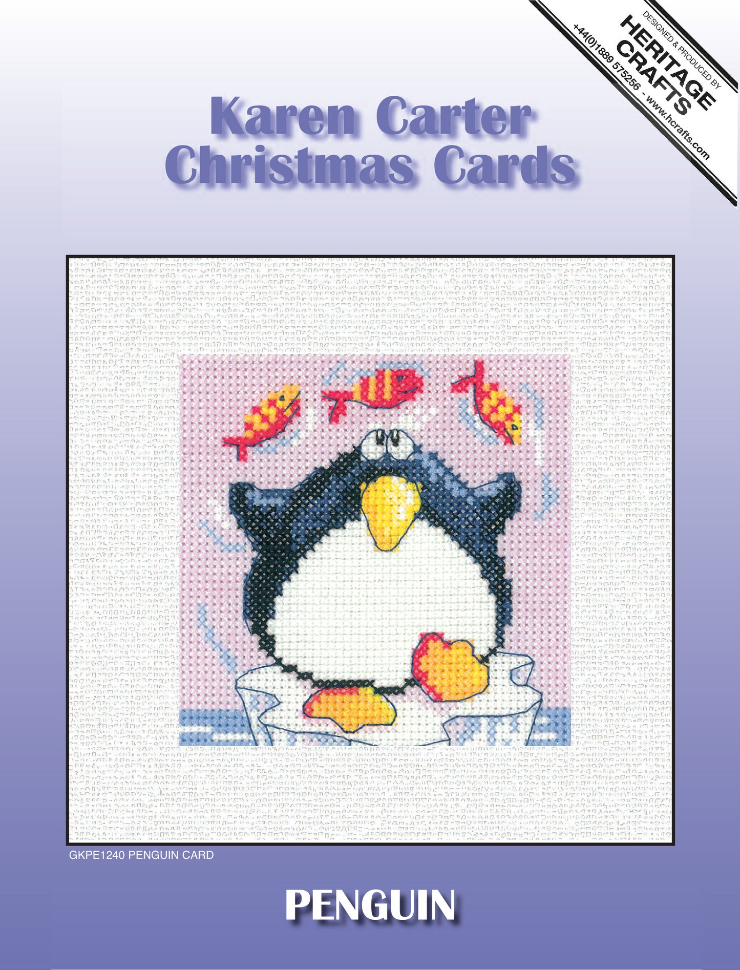 Karen Carter Penguin Christmas Card cross stitch kit - GKPE1240