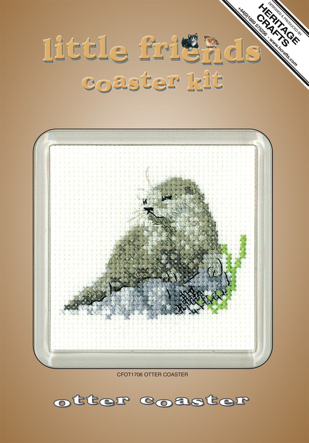 Little Friends Otter Coaster cross stitch kit - CFOT1706