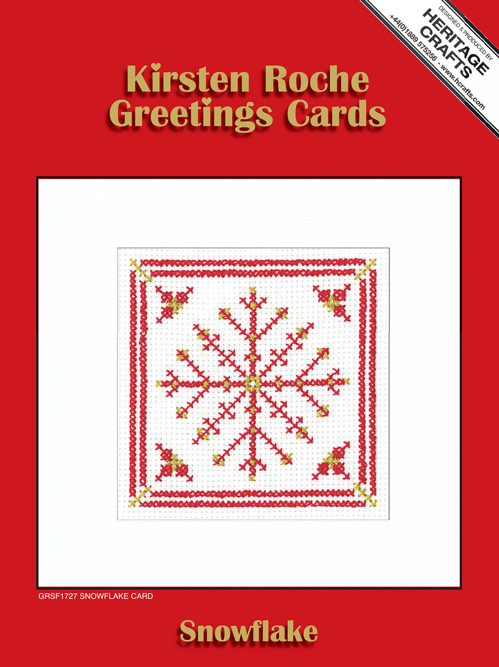 Red & Gold Snowflake Christmas Card cross stitch kit - GRSF1727