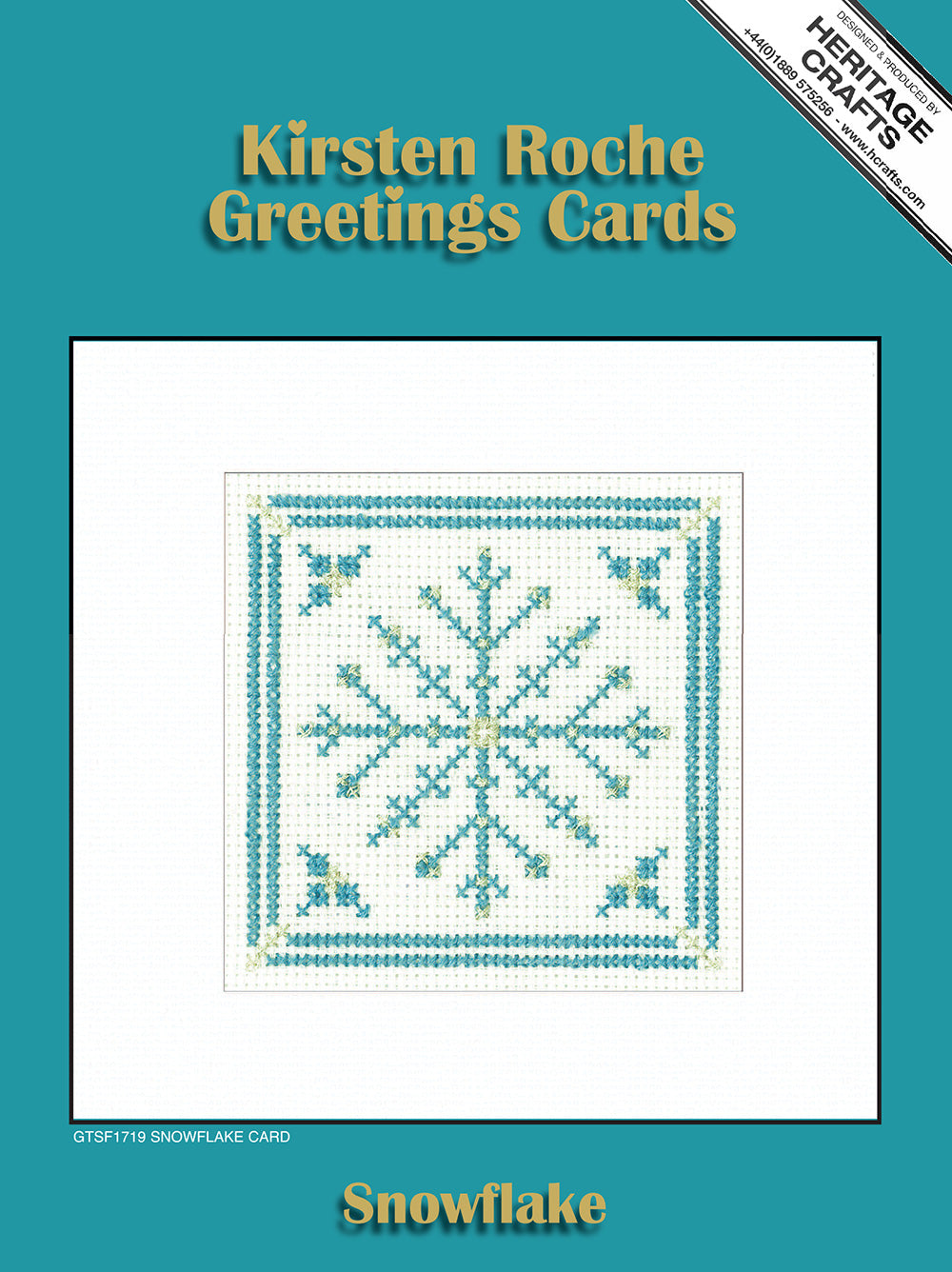 Teal & Silver Snowflake Christmas Card cross stitch kit - GTSF1719