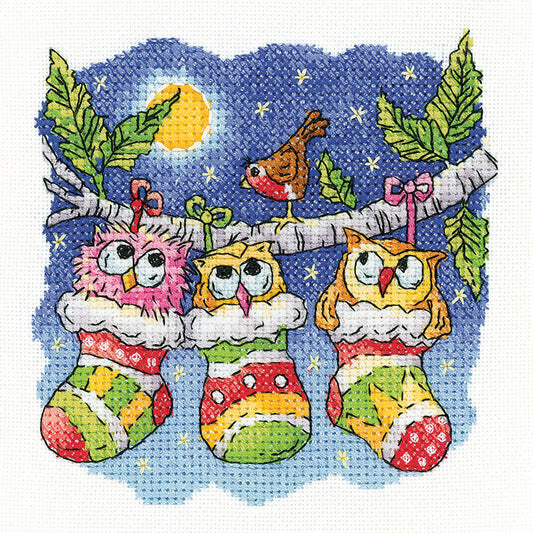 A Christmas Hoot cross stitch kit - BFCH1587