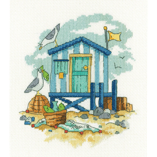 Blue Beach Hut cross stitch kit - BHBL1745