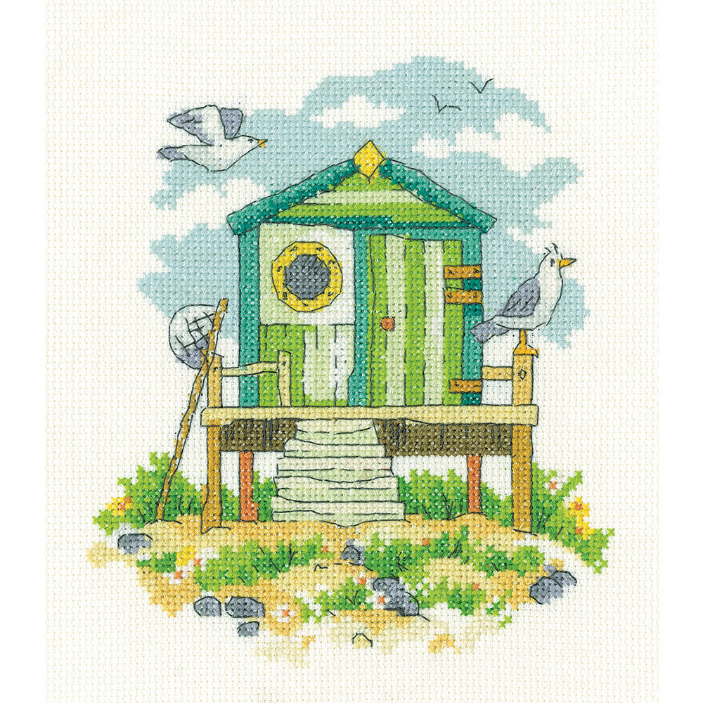 Green Beach Hut cross stitch kit - BHGR1746