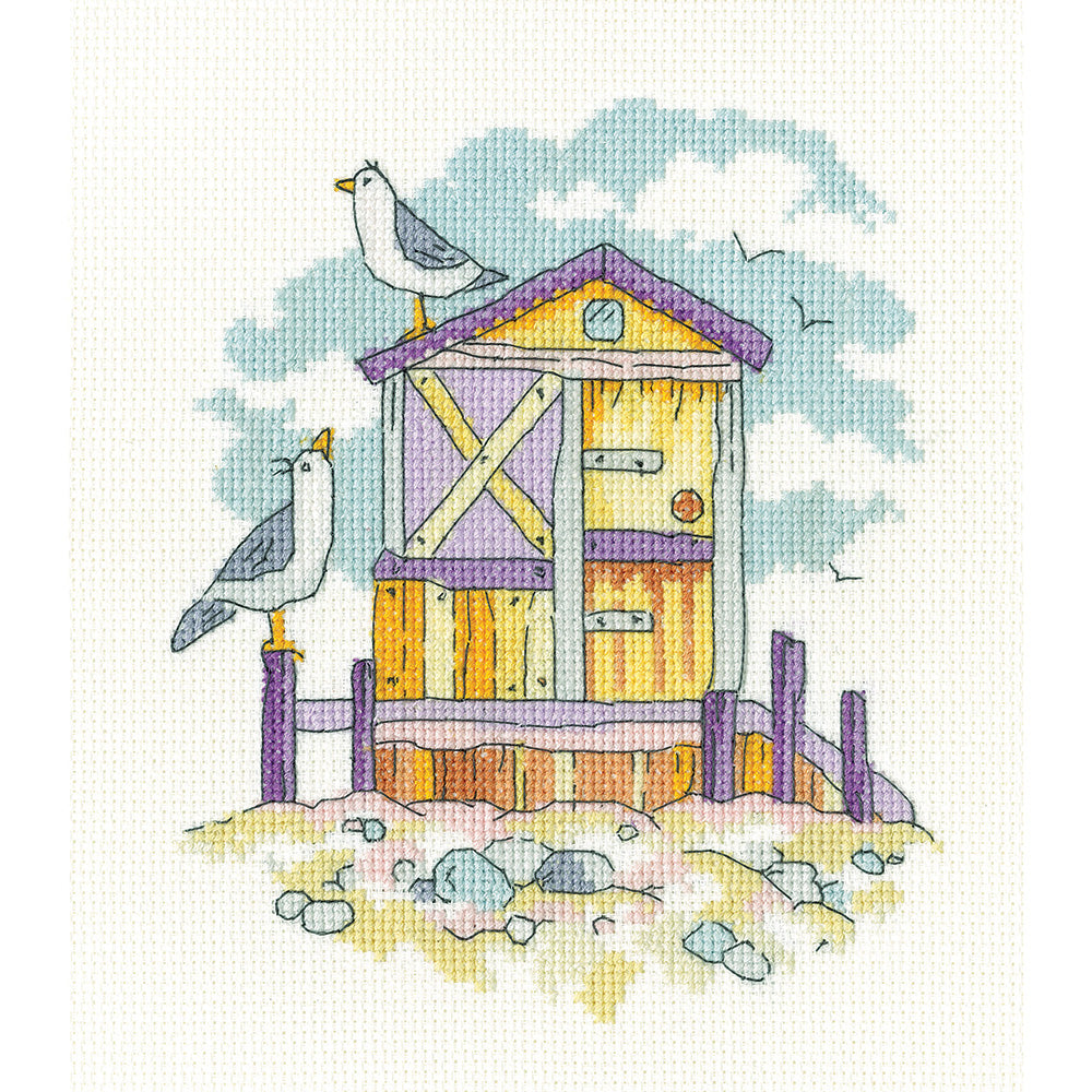 Yellow Beach Hut cross stitch kit - BHYE1748A