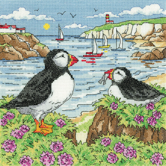 Puffin Shore cross stitch kit - BSPF1610