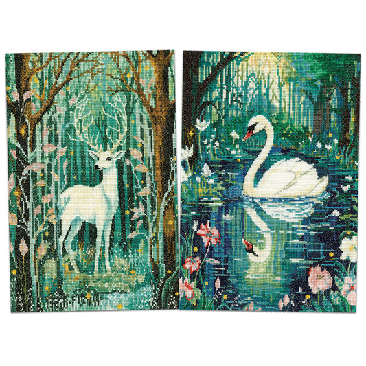 White Hart & Tranquility, Pair of cross stitch kits - ESWH1751 and ESTR1742