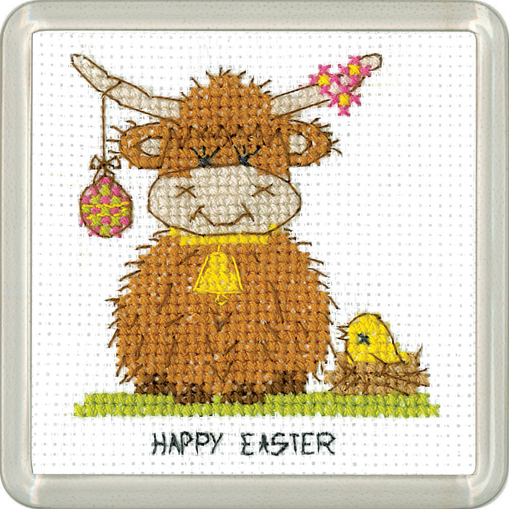 Highland Easter Coaster cross stitch kit - CDEA1886