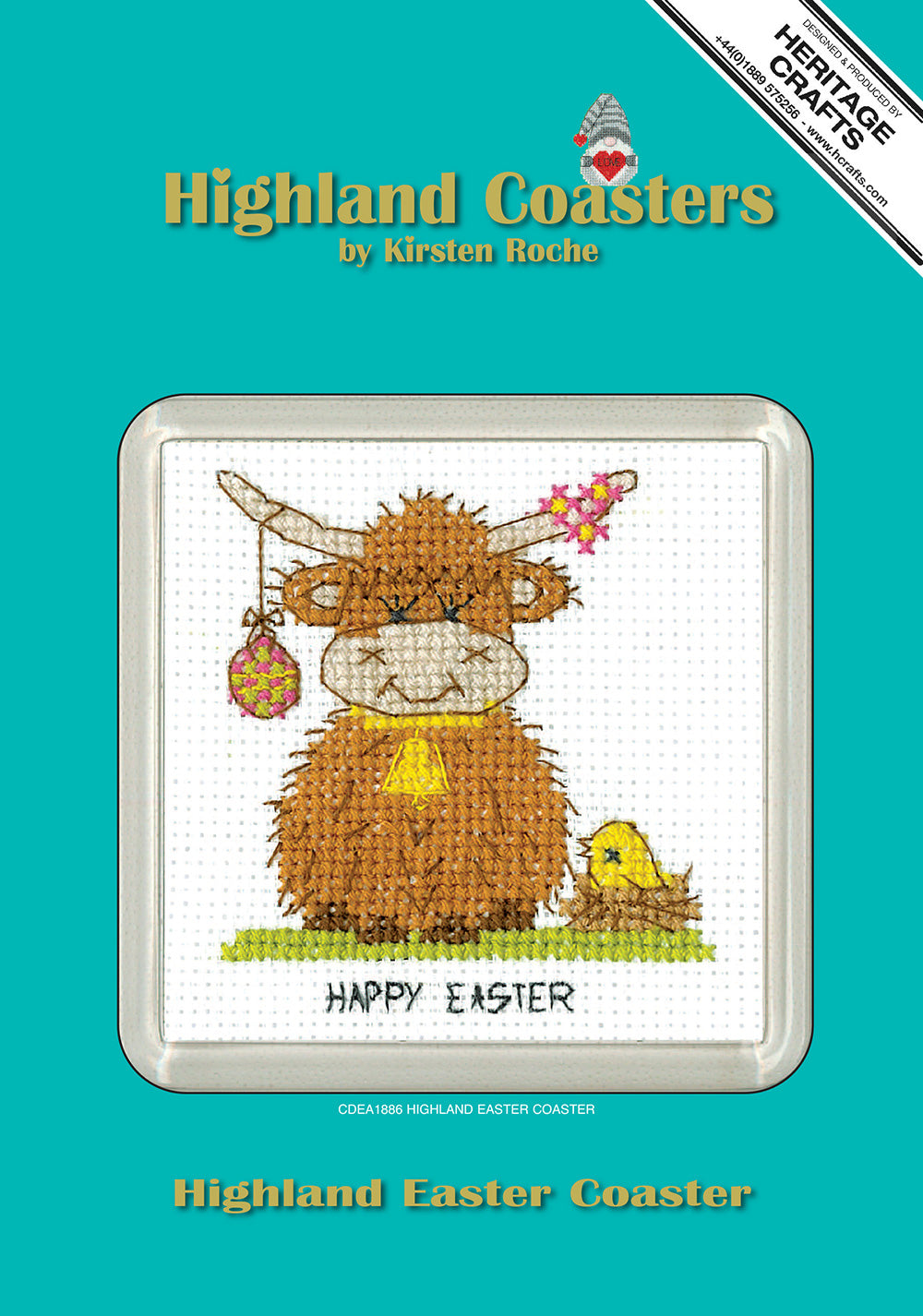 Highland Easter Coaster cross stitch kit - CDEA1886