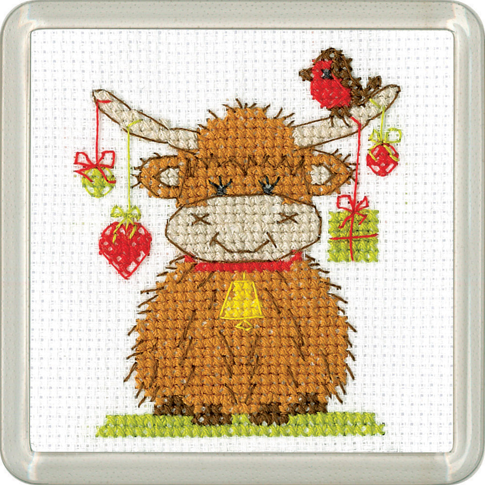 Highland Heart cross stitch coaster kit - CDHT1839