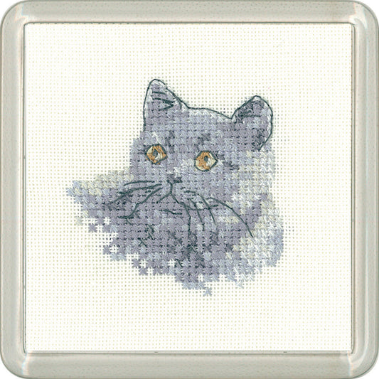 Little Friends British Blue Coaster cross stitch kit - CFBB1394