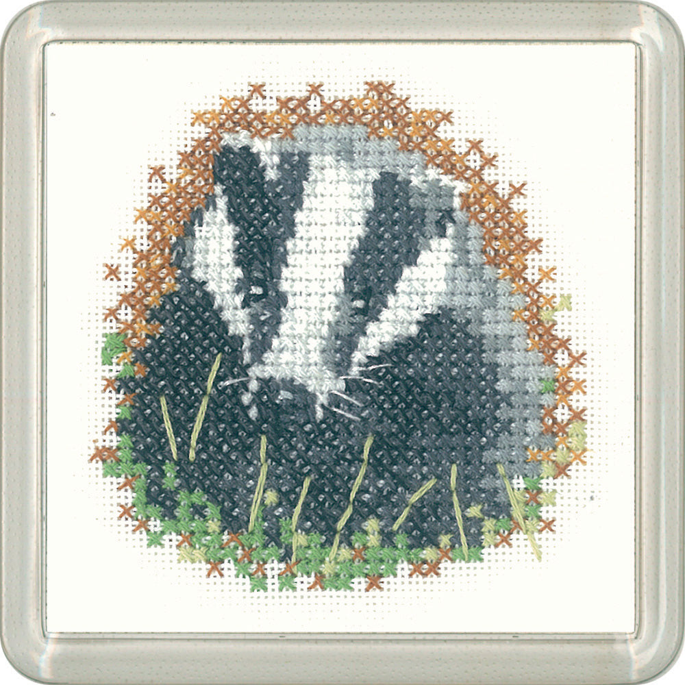 Little Friends Badger Coaster cross stitch kit - CFBG1172