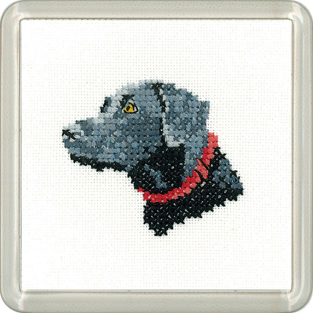 Little Friends Black Labrador Coaster cross stitch kit - CFBL1444