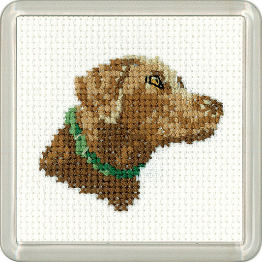 Little Friends Chocolate Labrador Coaster cross stitch kit - CFCL1744