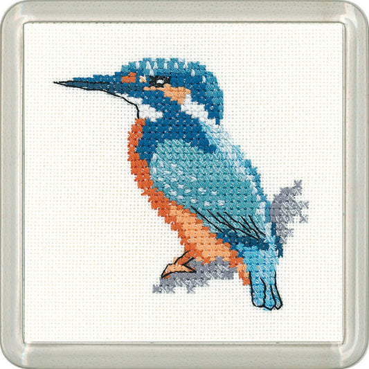 Little Friends Kingfisher Coaster cross stitch kit - CFKF1538