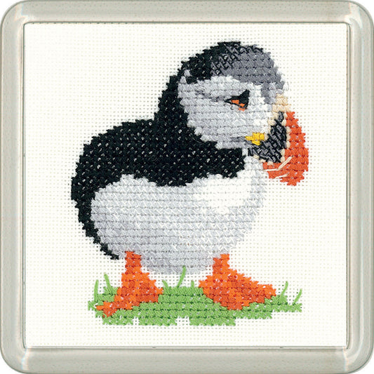 Little Friends Puffin Coaster cross stitch kit - CFPF1479